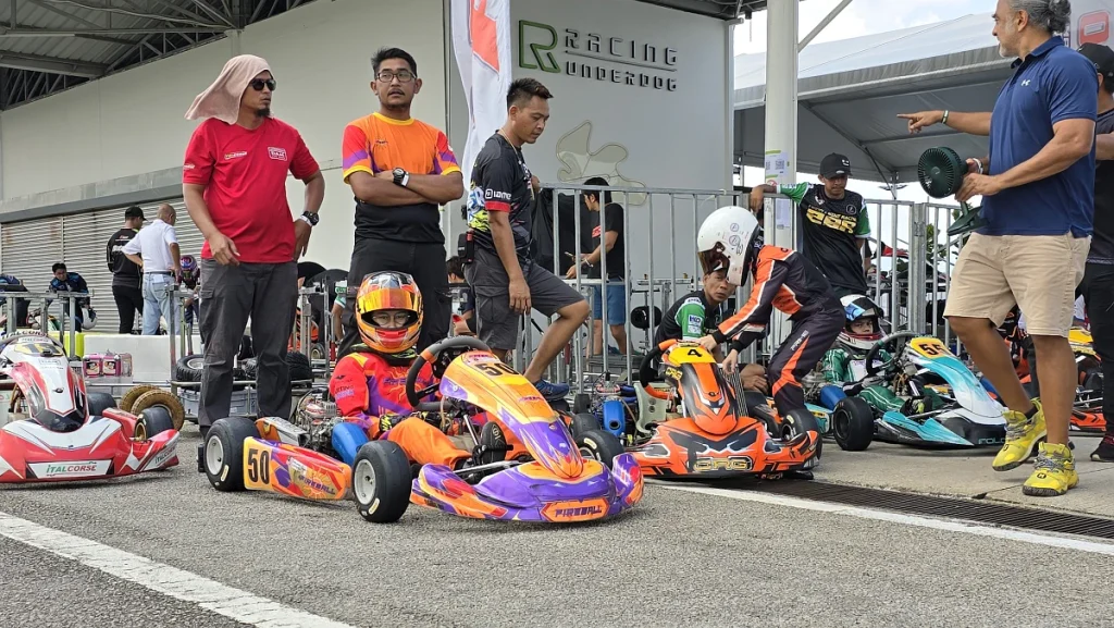 Sepang Karting Circuit Pitlane shot, X30 Cadet karts lined up ready to go racing.