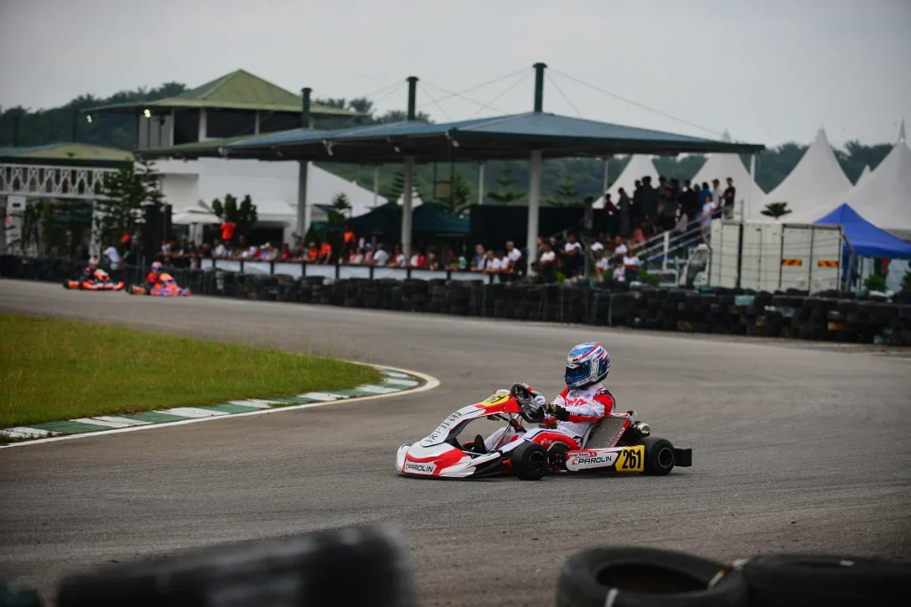 Sepang Karting Circuit Turn 1 with Stands in the background.